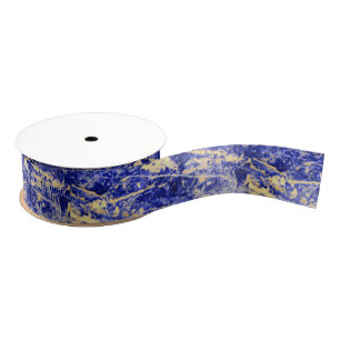 Blue Granite, blue marble, blue stone Grosgrain Ribbon