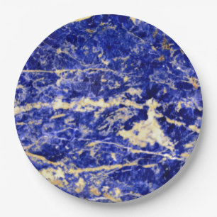 Blue Granite, blue marble, blue stone Paper Plate