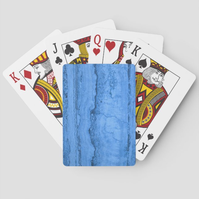 Blue Granite pattern blue marble blue rock stone Playing Cards (Back)