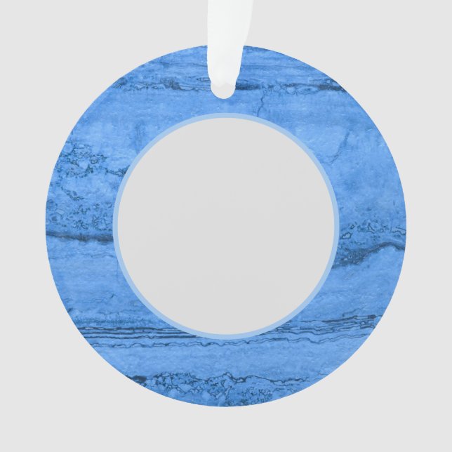 Blue Granite pattern, blue marble, blue stone Ornament (Front)