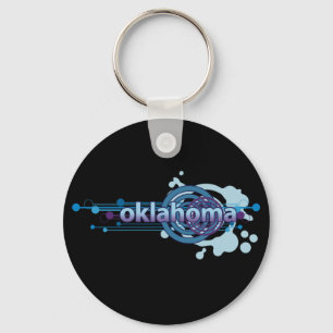Blue Graphic Circle Oklahoma Keychain Dark