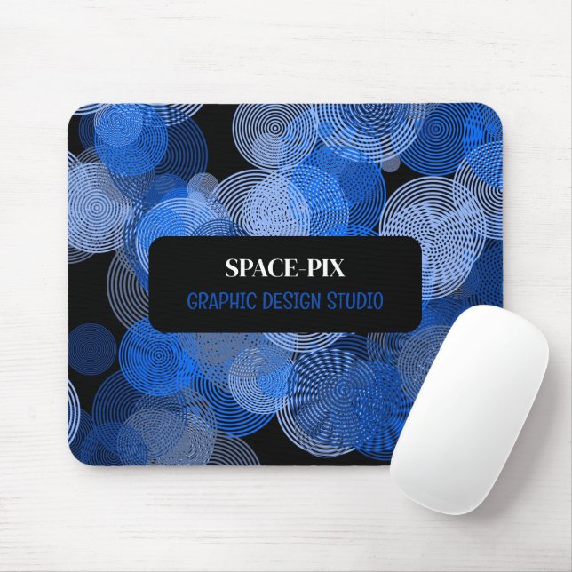 Blue Graphic Circles, Graphic Designer Mouse Mat (With Mouse)