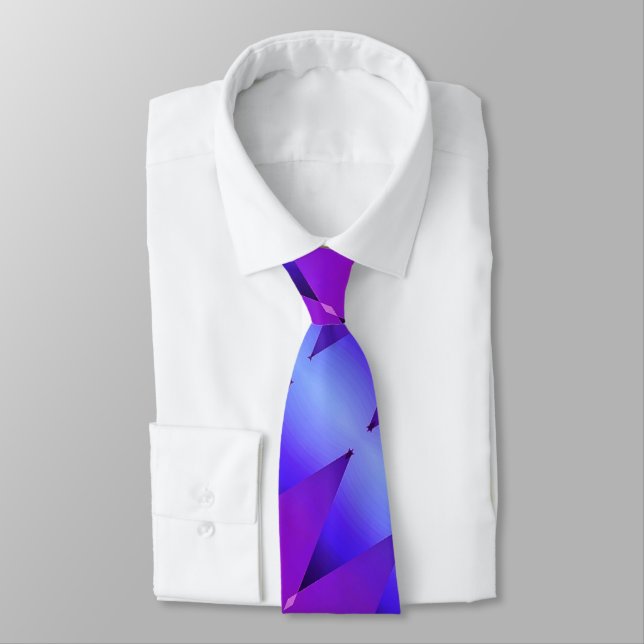 Blue Graphic Print Neck Tie (Tied)