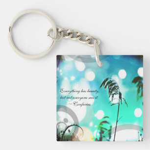 Blue Grass Pop Art Sparkle KeyChain