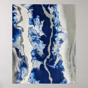 Blue Gray Acrylic Painting Abstract Background Art Poster