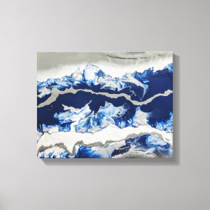 Blue Gray Acrylic Painting Canvas Print