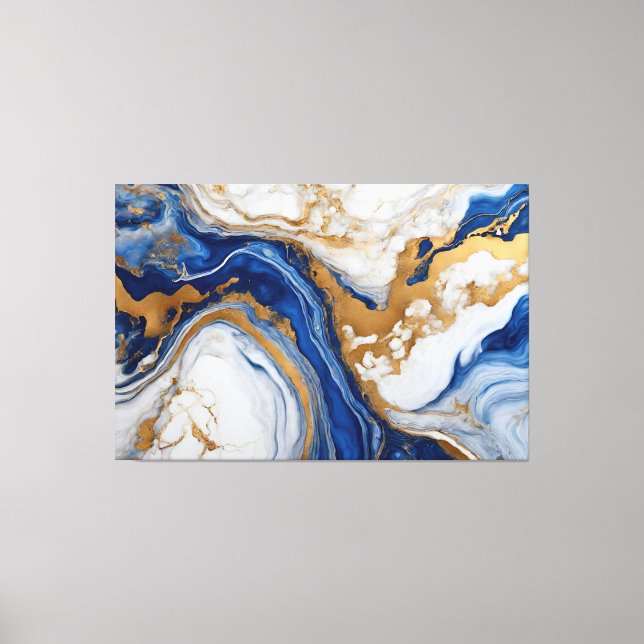 Blue, gray and golden Abstract Frame in Canvas Print (Front)