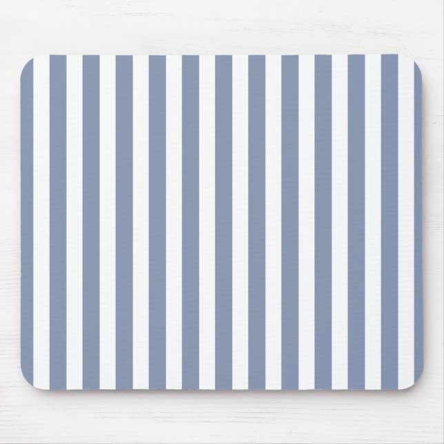 Blue gray and white candy stripes mouse mat (Front)