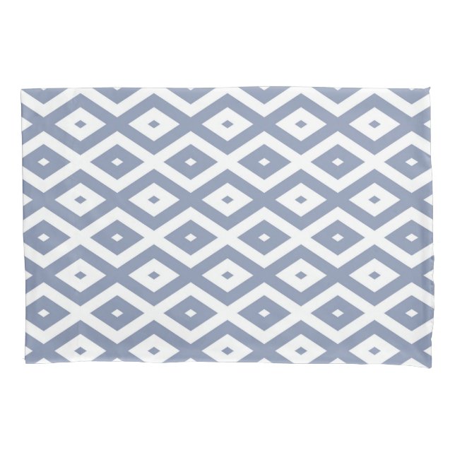 Blue gray and white diamond pattern pillowcase (Front)