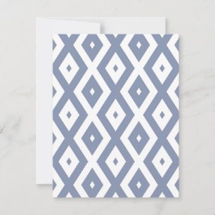Blue gray and white diamond pattern RSVP card