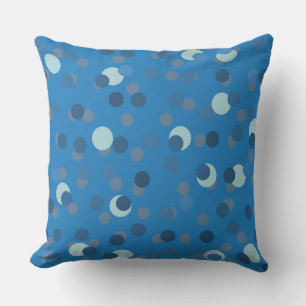 blue, gray and white polka dot abstract cushion