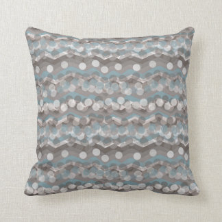 Blue Gray Brown ZigZag Dots Cushion