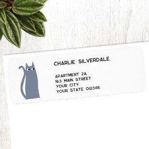 Blue Gray Cat Return Address