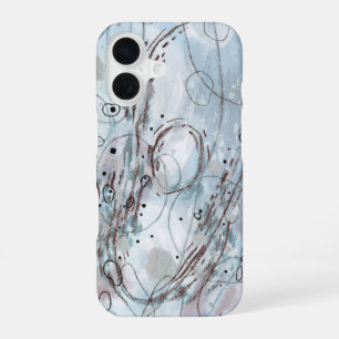 Blue Gray Contemporary Abstract Design iPhone 16 Case