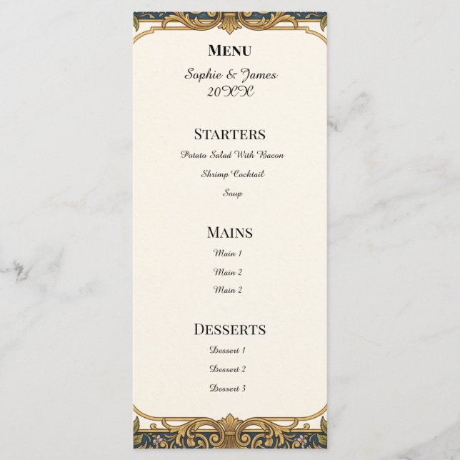 Blue Gray Eucalyptus Menu Card (Front)