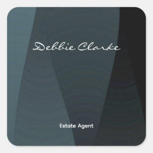 Blue gray gradient waves pattern square sticker