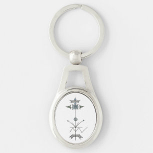 Blue Gray Green Geometric Key Ring
