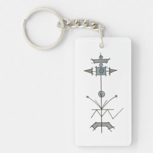 Blue Gray Green Geometric Key Ring