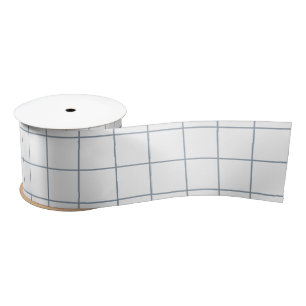 Blue Gray Grid Satin Ribbon