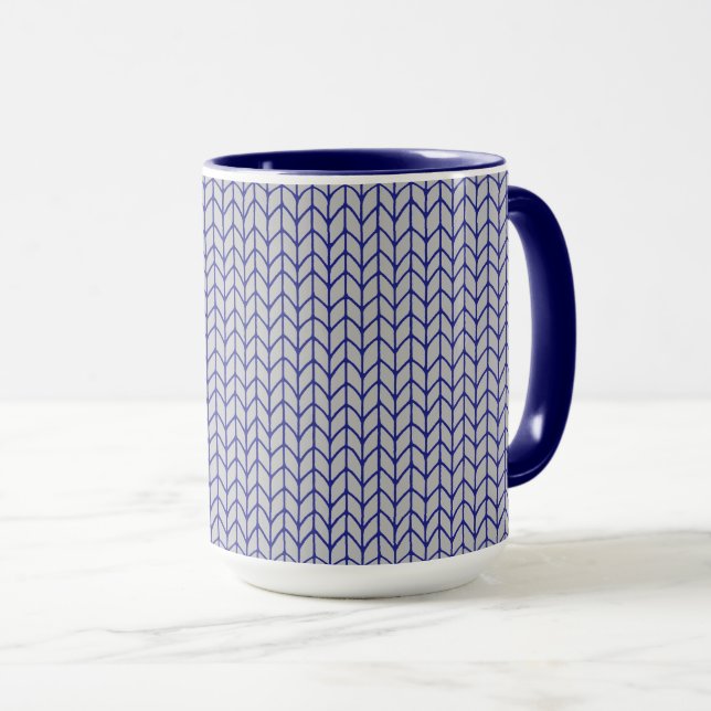 BLUE GRAY KNIT Navy Combo Mug (Front Right)