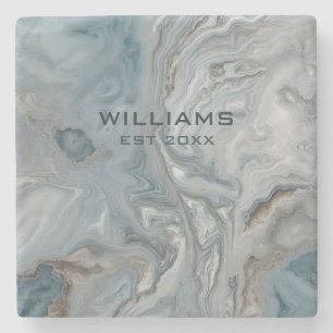 Blue Gray Marble Texture Personalized Stone Coaster