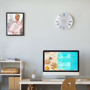 Blue Gray Metallic Silver Roman Numbers Large Clock