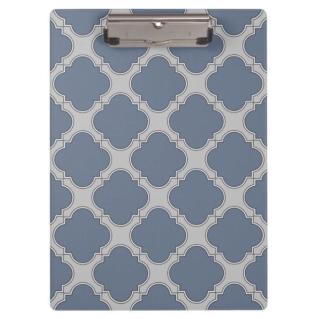 Blue-gray quatrefoil clipboard (Front)