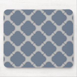 Blue-gray quatrefoil mouse mat