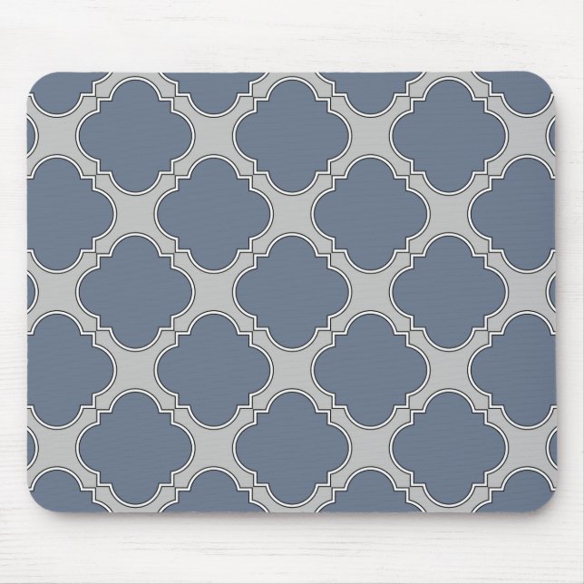 Blue-gray quatrefoil mouse mat (Front)