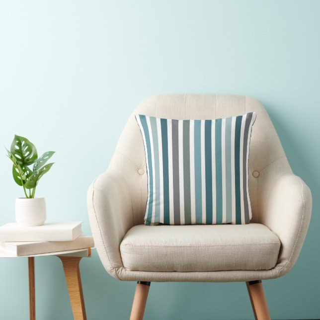 Blue Gray Stripes Cushion (Chair)