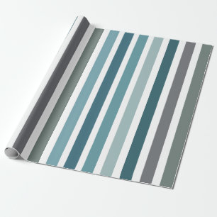 Blue Gray Stripes Wrapping Paper
