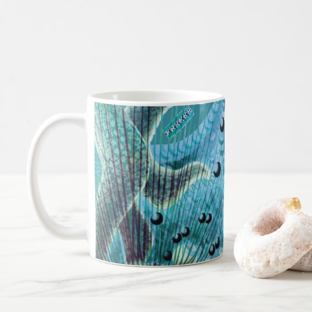 Blue Great Barrier Reef Echinoderms | Vintage Coffee Mug (With Donut)