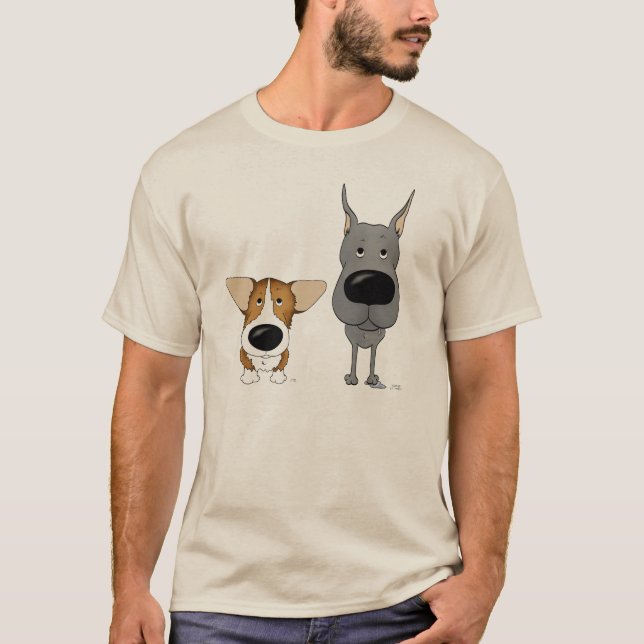 Blue Great Dane and Corgi T-Shirt (Front)