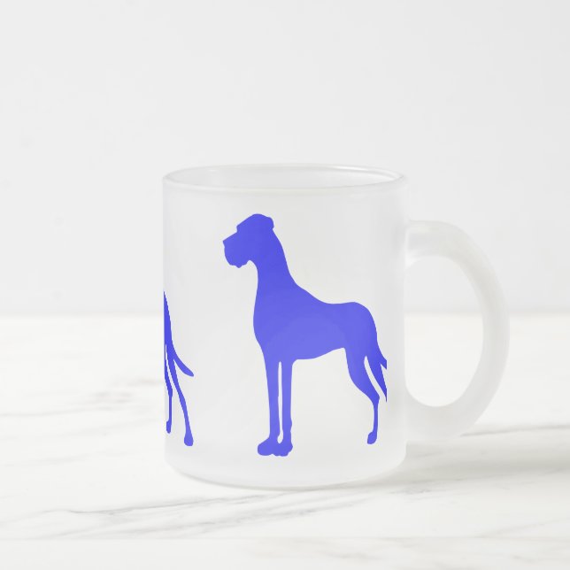 Blue Great Dane Frosted Glass Coffee Mug (Right)