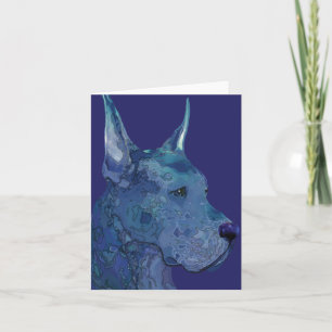 Blue Great Dane in Batik Greeting Card