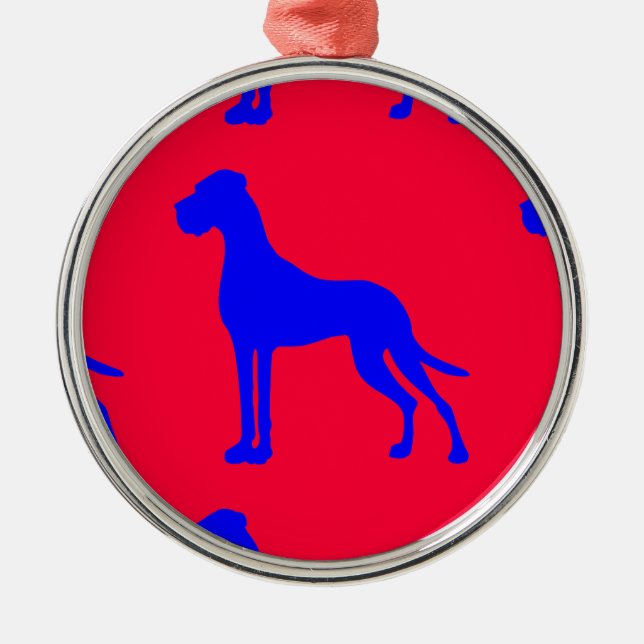Blue Great Dane Metal Tree Decoration (Front)