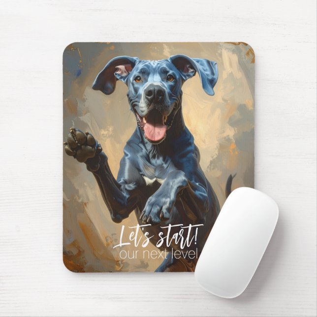 Blue Great Dane Mouse Pad (With Mouse)