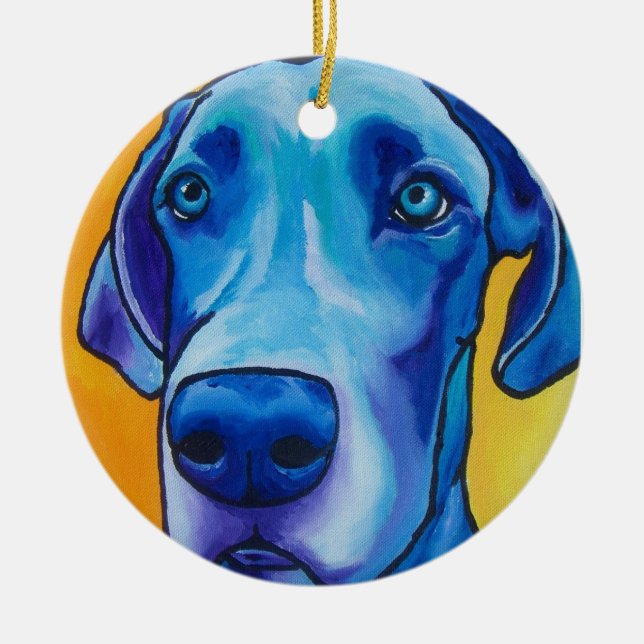 Blue Great Dane Oranment Ceramic Tree Decoration (Front)