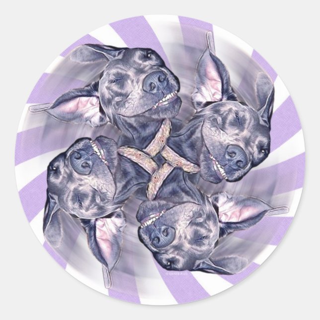 Blue Great Dane Pinwheel Stickers (Front)