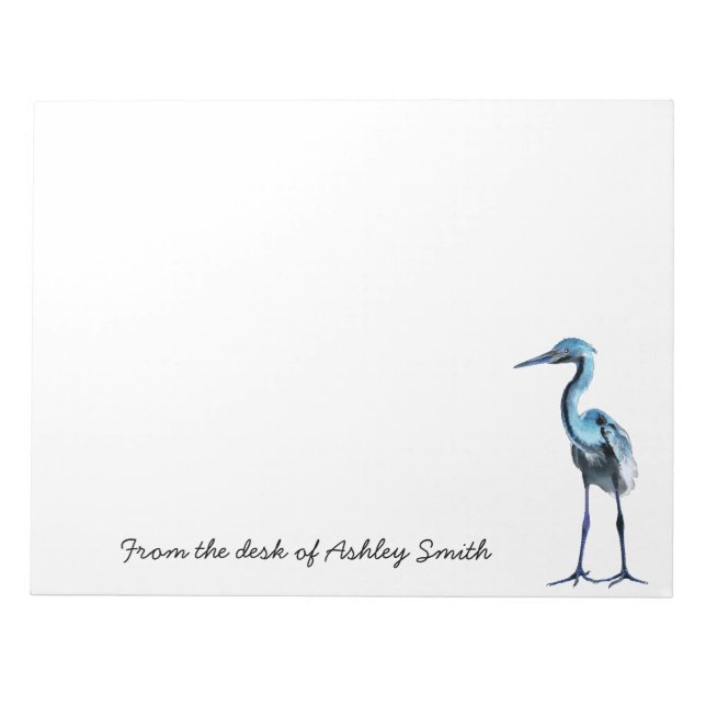 Blue Great Heron/Personalised Notepad (Front)