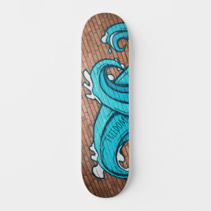 Blue Great Wave Graffiti Personalised Skateboard