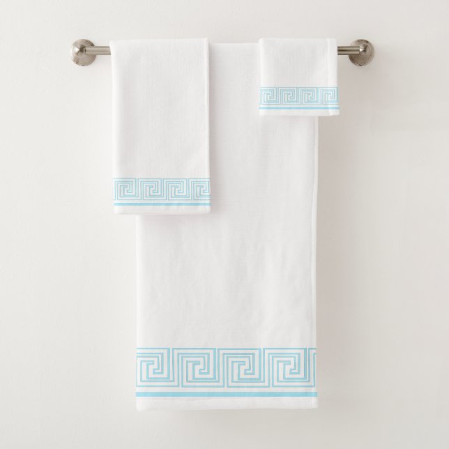 Blue Grecian Frieze Design Bath Towel Set (Insitu)