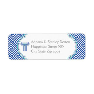 Blue Greek key and column Grecian wedding