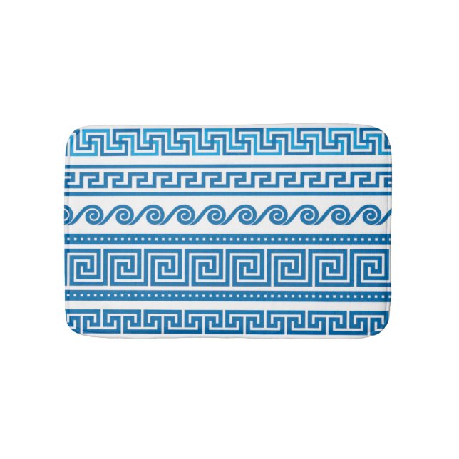 Blue Greek Key Bath Mat (Front)
