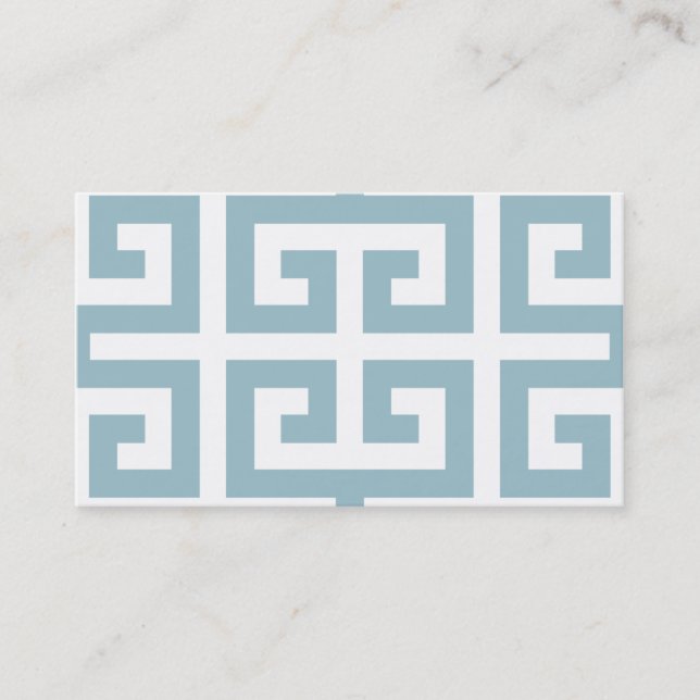 Blue Greek Key Business Card (Front)