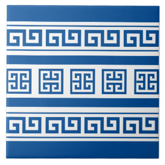 Blue Greek Key Ceramic Tile