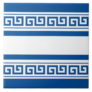 Blue Greek Key Ceramic Tile