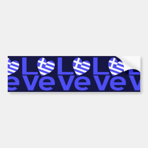 Blue Greek LOVE Tiled Bumper Sticker