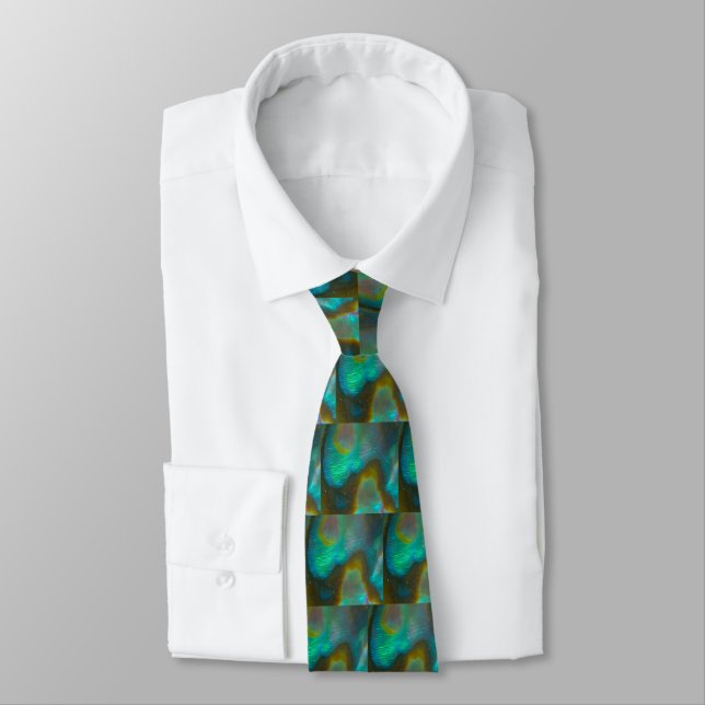 Blue Green Abalone Shell Tie (Tied)