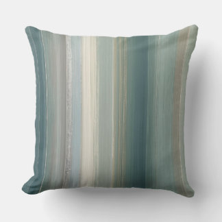 Blue Green Abstract Coastal Stripe Cushion